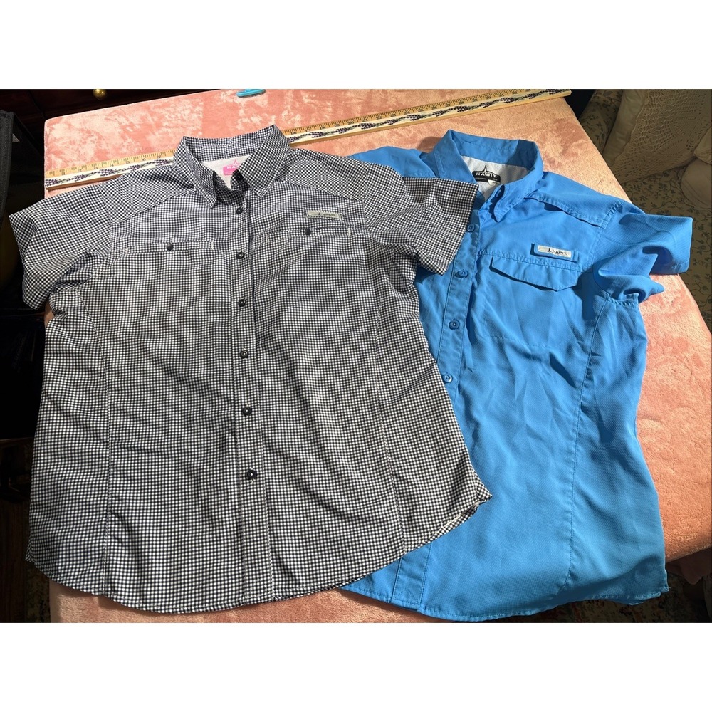 Habit Woman's Short Sleeve Shirt Lot Of Two Sz Large. SPF Protection 40+